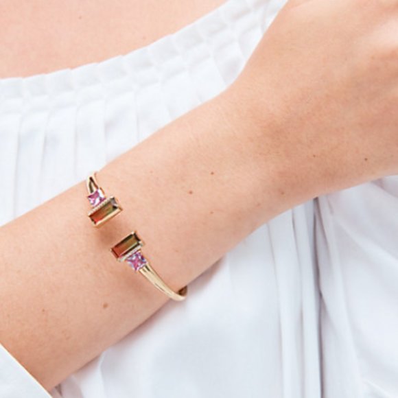 NWT Kate Spade Geo Gems Open Hinged Bangle - Picture 9 of 9